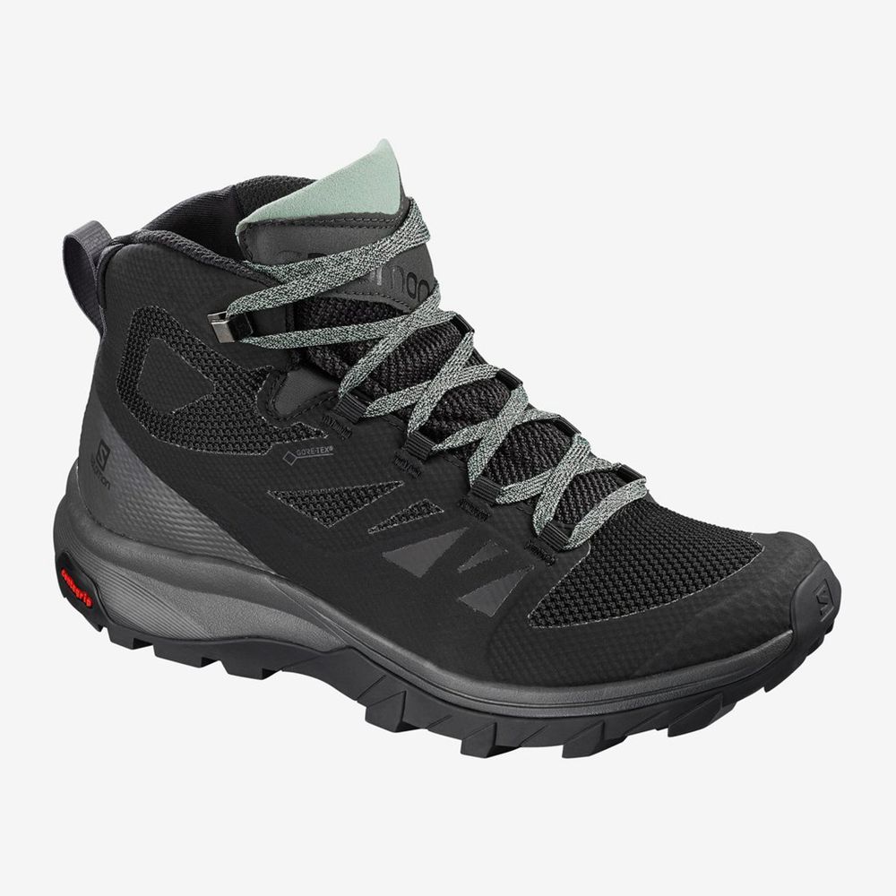 SALOMON OUTLINE MID GTX Philippines - Women's Hiking Shoes - Black | 830149-ZXV